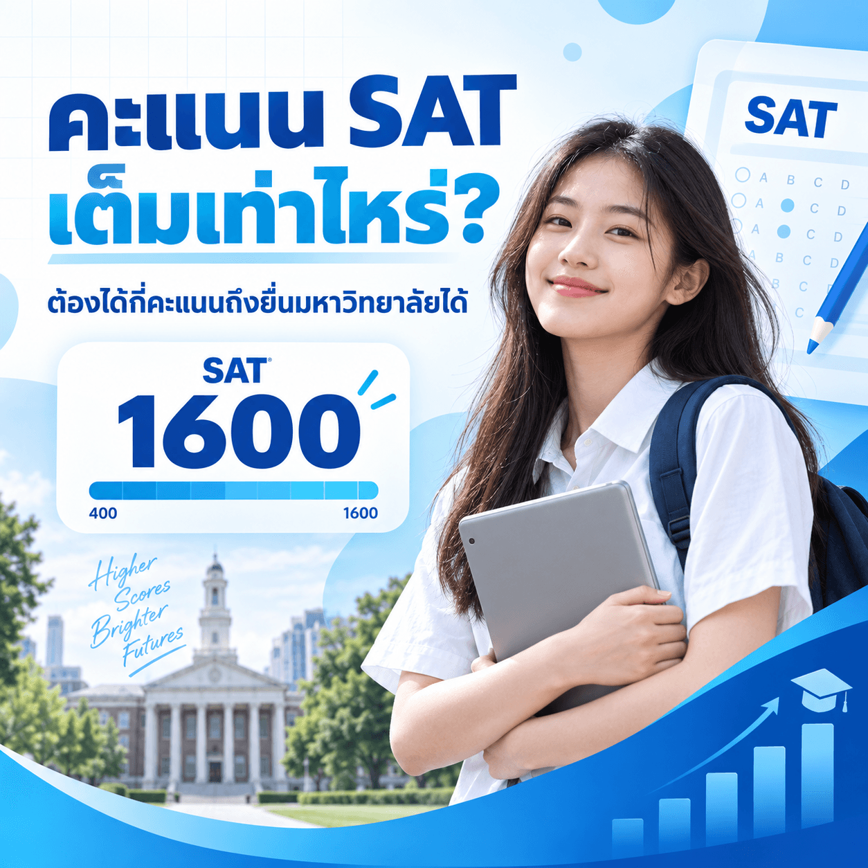 คะแนน SAT เต็มเท่าไหร่? ต้องได้กี่คะแนนถึงยื่นมหาวิทยาลัยได้